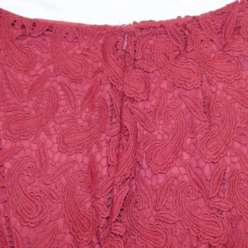 Express Red Women's lace Overlay Mini Skirt Size 6 - Picture 2 of 9